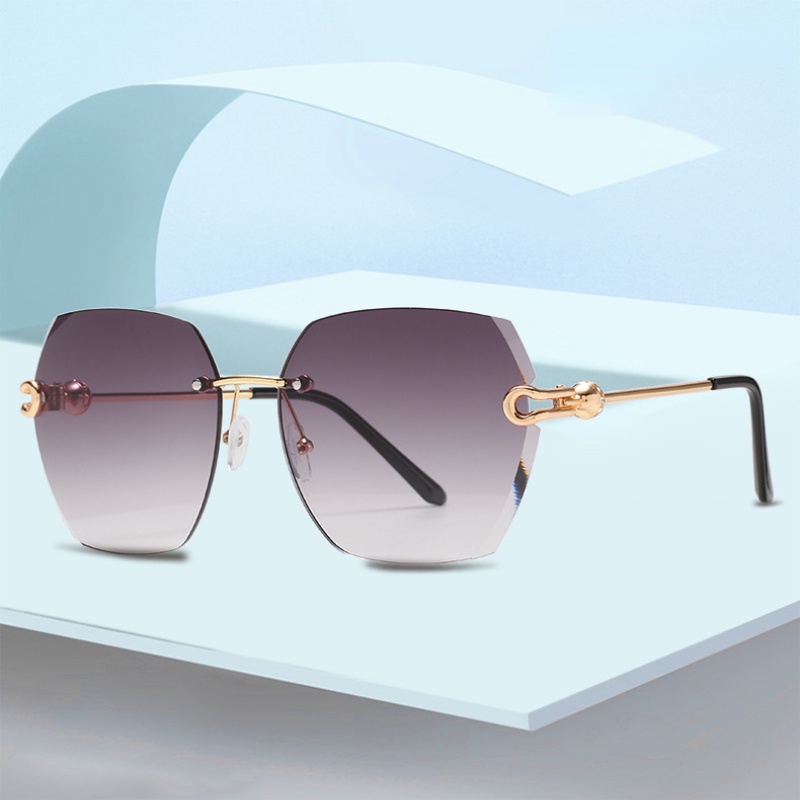 (YUZHU) Kính Râm Không Viền Vuông Màu Gradient Thời Trang Đi Biển Ngoài Trời