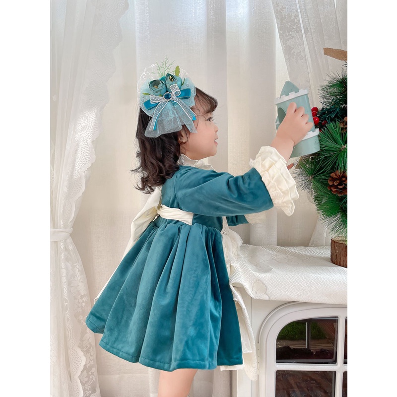 Children's autumn and winter new long-sleeved velvet lolita dress Spanish short cute dress baby lolita princess dress pdyJ