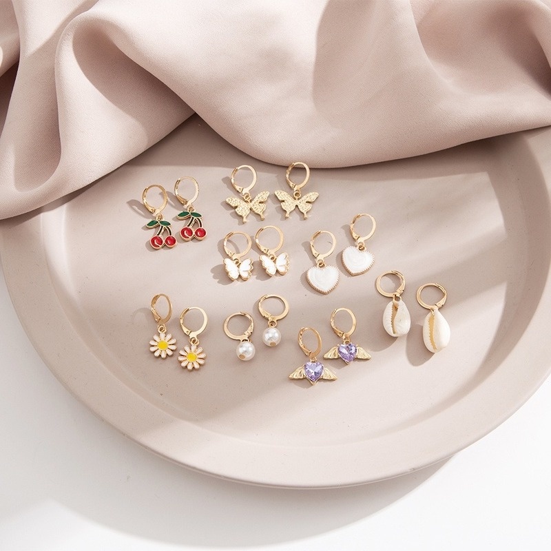 Set khuyên tai hợp kim thời trang nhiều mẫu mã