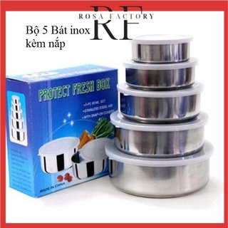 Bộ 5 bát inox có nắp đậy