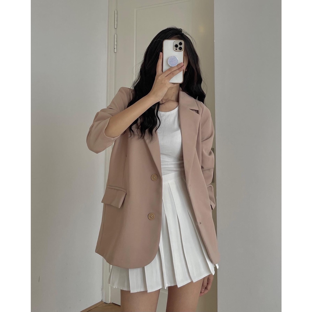 Áo Blazer Nữ Dài Dáng Vest Cao Cấp Form Suông Hàn Quốc NinaStore