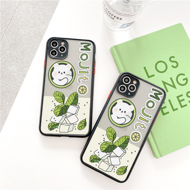 Ốp lưng iphone Gấu Mojito nhám viền nổi cong 5/5s/6/6plus/6s/6splus/7/7plus/8/8plus/x/xr/xs/11/12/pro/max/plus/promax | BigBuy360 - bigbuy360.vn