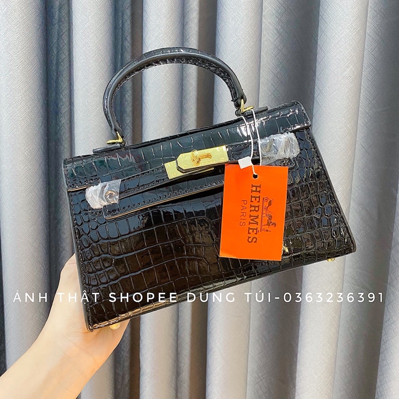 Túi xách nữ đeo chéo, túi H...m size 19, 22 dáng ngang da rắn sang chảnh