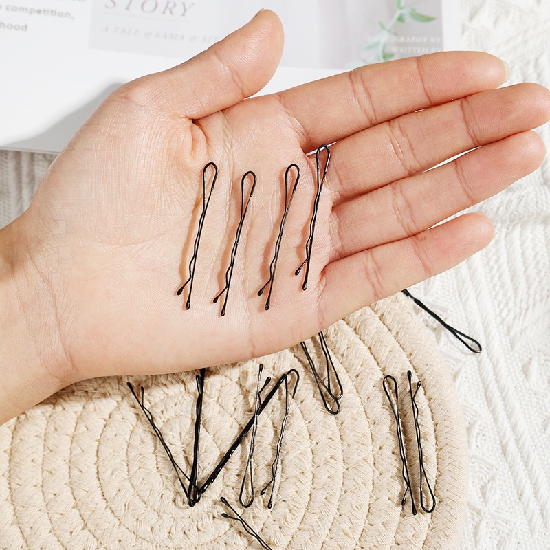 Set 60 Kẹp Tóc Mái Một Bên Vô Hình Bằng Kim Loại Màu Đen Vô Hình Cho Nữ