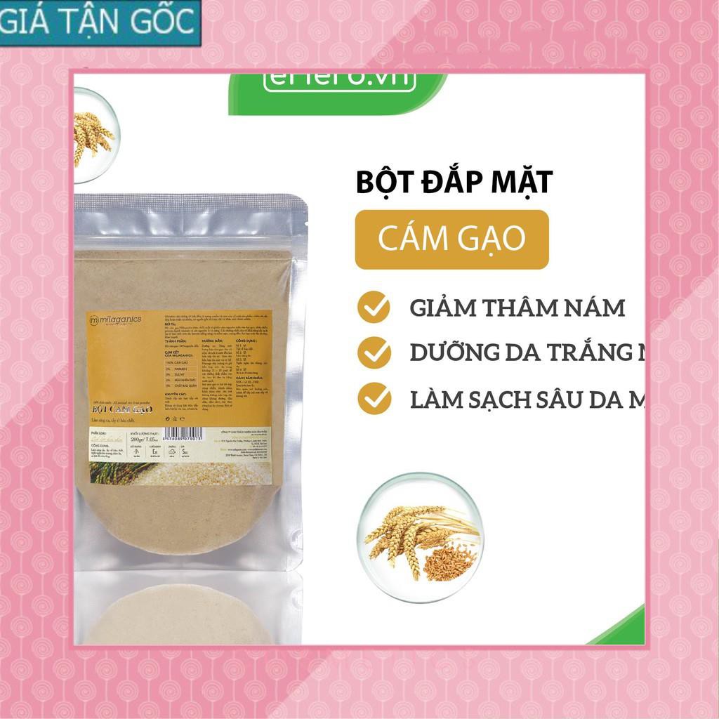 [GIÁ TẬN GỐC] Bột Cám Gạo Nguyên Chất Đắp Mặt Nạ Dưỡng Da Trắng Mịn, Giảm Nám MILAGANICS 200g (Túi Zip) [EH]