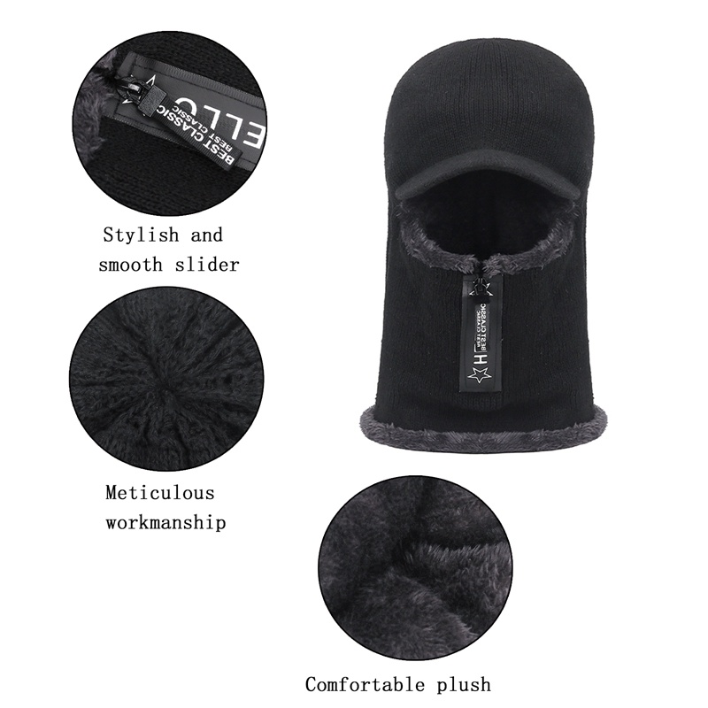 Mũ beanie dệt kim dày mềm mại giữ ấm cho nam nữ