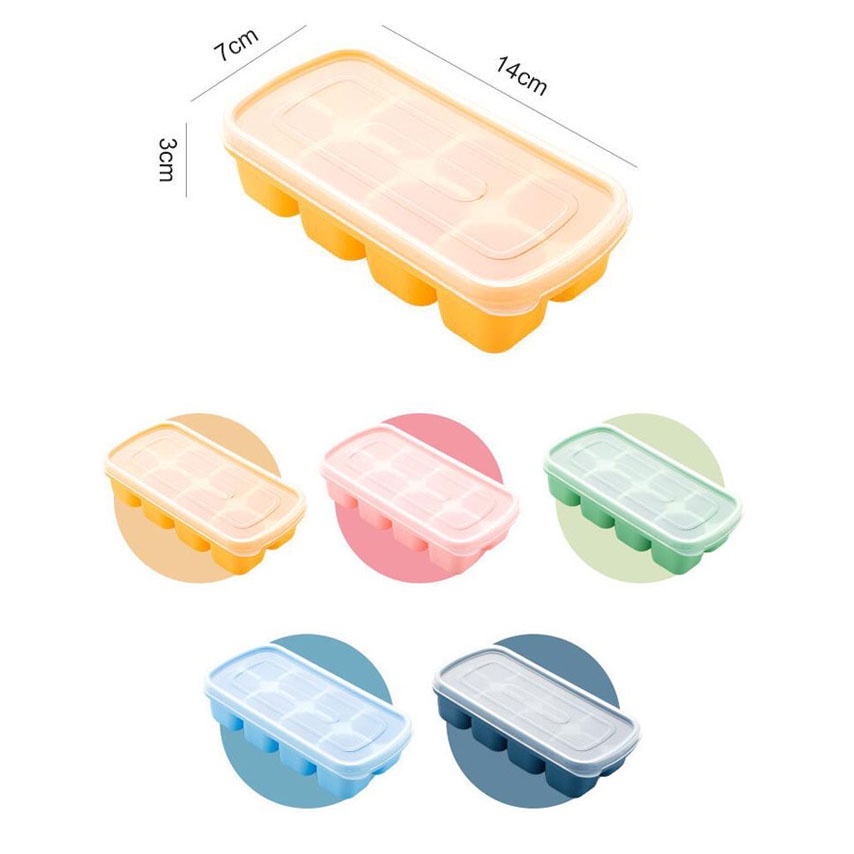 Khuôn Silicone Làm Đá 8 Ô Có Nắp Đậy