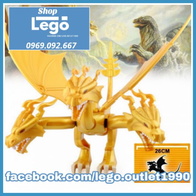 [26 cm] Xếp hình King Ghidorah, quái vật ngoài không gian Godzilla: King Of The Monsters Lego Minifigures PRCK GXL050