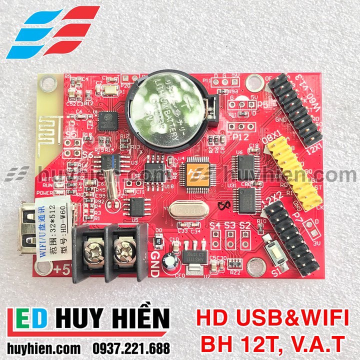 Mạch HD W60 (USB, WIFI) hỗ trợ 2 tầng module led 1,3 màu