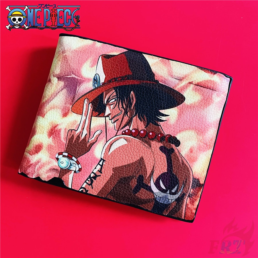 ❀ Ví Ngắn Họa Tiết ONE PIECE Q-5: Ace ❀ 1 Ví Gấp Da PU Thời Trang