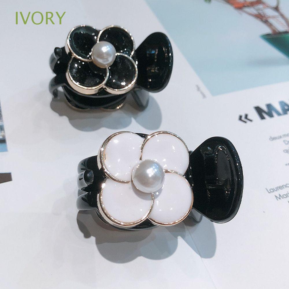 Kẹp tóc hoa trà bằng nhựa resin màu trơn cổ điển dễ thương cho nữ