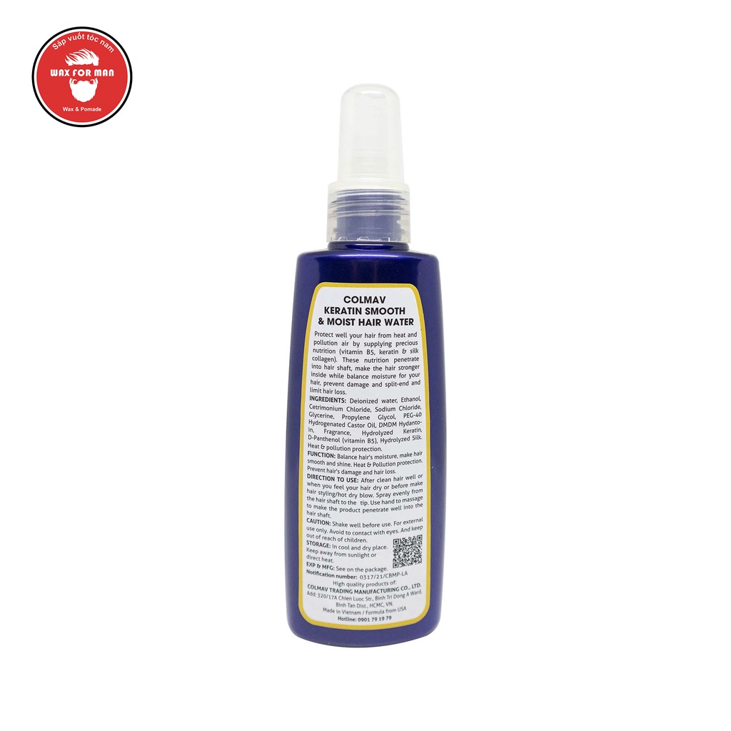Xịt dưỡng tóc Colmav Keratin Smooth & Moist Hair Water