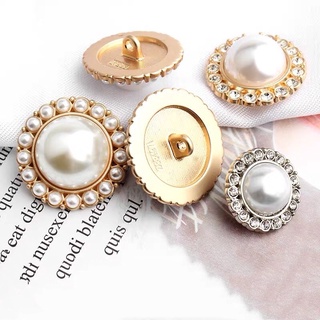  10 cái Nút phụ kiện may siêu thời trang Nút vàng ngọc trai Rhinestone Nút lên áo sơ mi nữ Áo gió Nút kim loại cho quần áo 