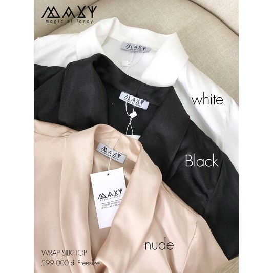 Áo kiểu đắp tà vòng ngực wrap silk top Maxy Workshop