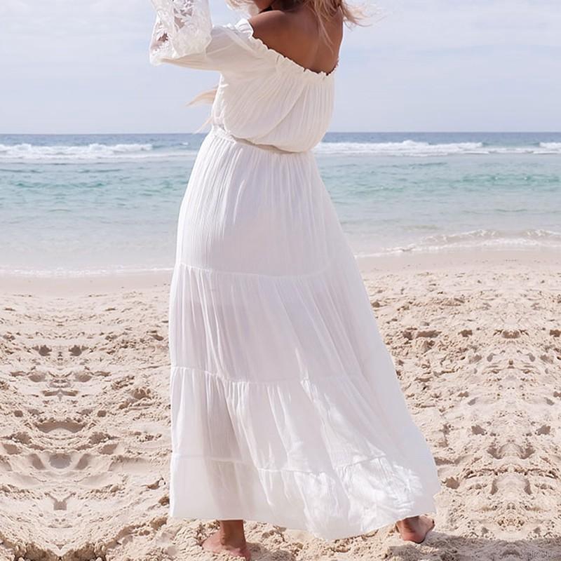 Đầm dài trễ vai kiểu ngắn tay thời trang cho nữ