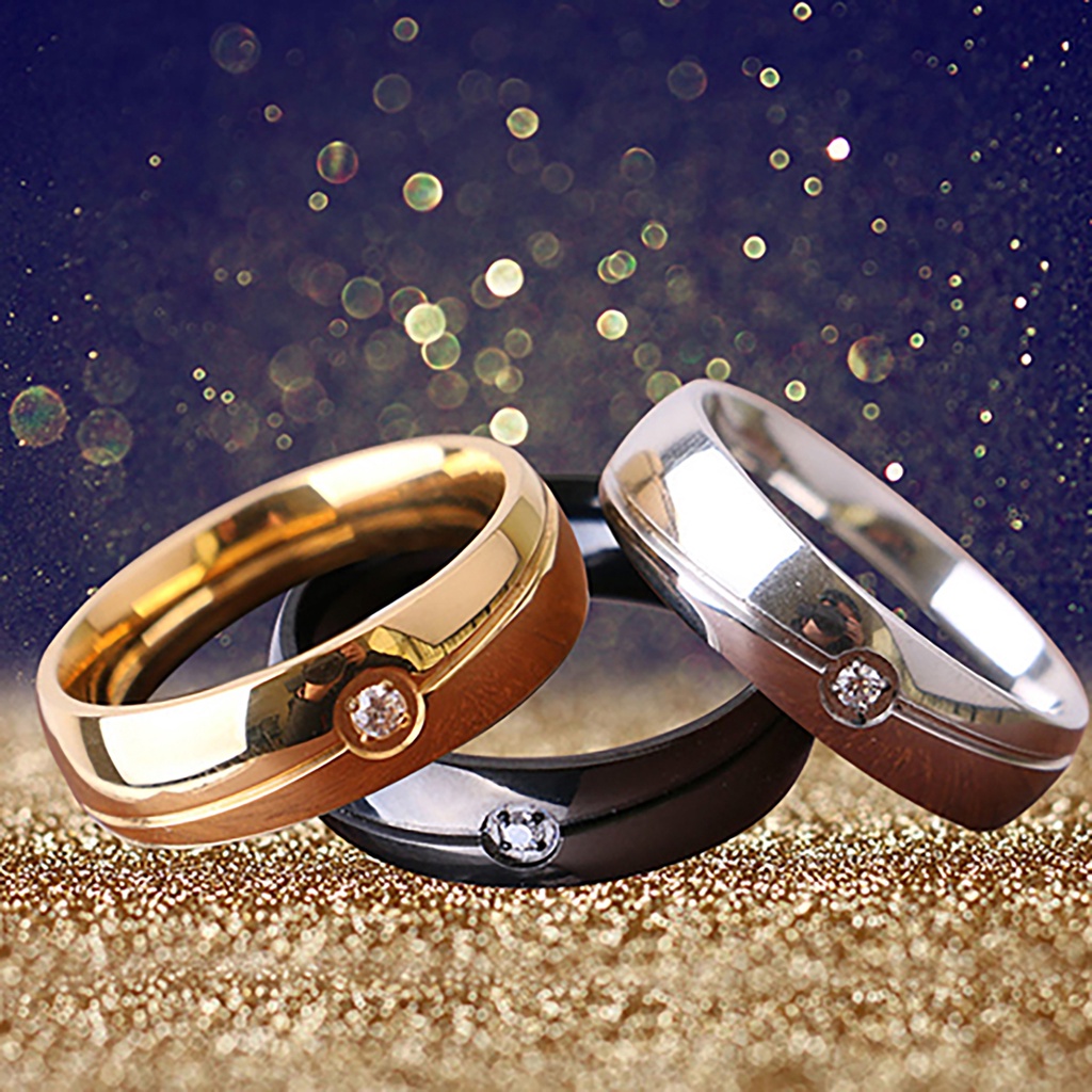 Nhẫn titan đính đá đơn giản (Size 6-11)