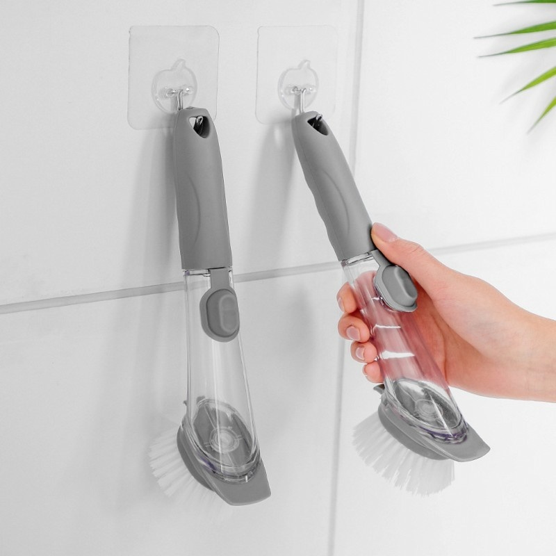 Cọ Rửa Chén Dĩa/ Xà Phòng Có Tay Cầm Dài 24CM Có Thể Bơm Lại Cho Nhà Bếp