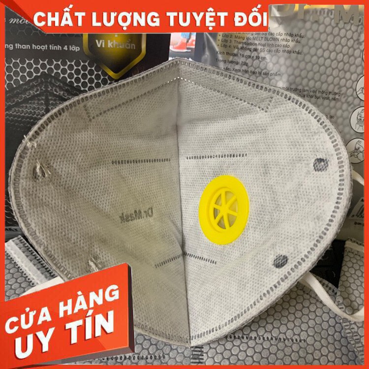 Khẩu trang Kháng Khuẩn Dr Mask Có Van Thở, Hàng Việt Nam Xuất Khẩu, Có Lớp Kháng Khuẩn, Lớp Than Hoạt Tính