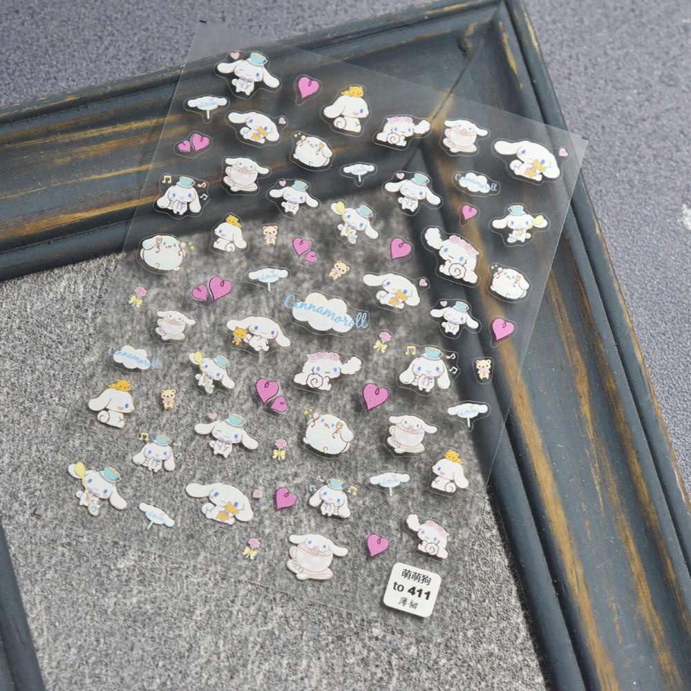 Miếng Dán Móng Tay Hình Chú Chó Cinnamoroll Dễ Thương DIY