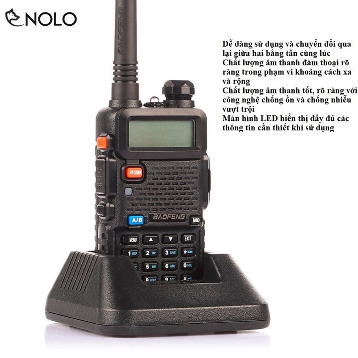 Bộ Đàm Baofeng 0678 UV-5R Có Lcd 2 Băng Tần VHF và UHF Cao Cấp Cực Chất Khoảng Cách 3-5km