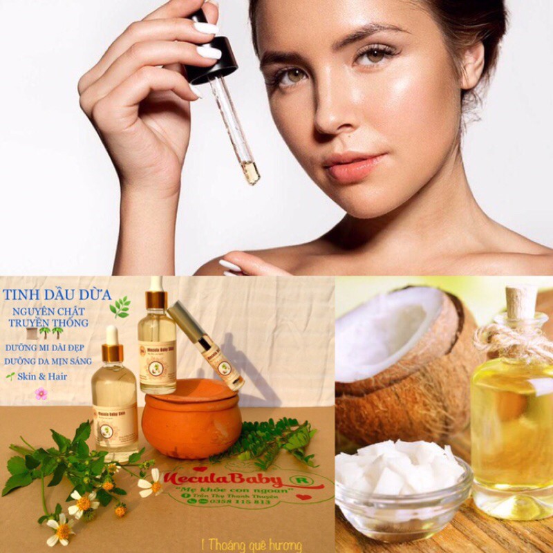 Serum + mascara tinh dầu dừa truyền thống Mecula dưỡng da và dưỡng mi tóc khỏe đẹp
