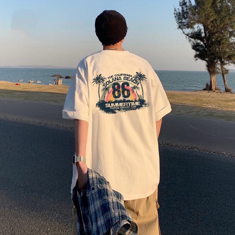 VANS Cây Dừa không. Áo Thun Tay Ngắn Cổ Tròn In Hình Cầu Vồng Thời Trang Mùa Hè 86 Cho Cặp Đôi