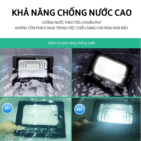 Bóng đèn led năng lượng mặt trời jindian, đèn sân vườn, trong nhà chính hãng, vỏ nhôm công suất 60W - BH 03 Năm