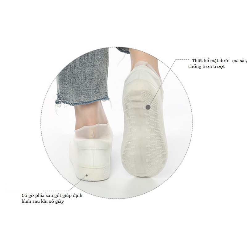 Bọc giày silicone đi mưa có đế chống trơn trượt FALOSA