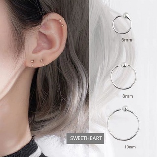 Bông Tai Mạ Bạc 925 Đính Hạt Tròn Nhỏ Thiết Kế Đơn Giản