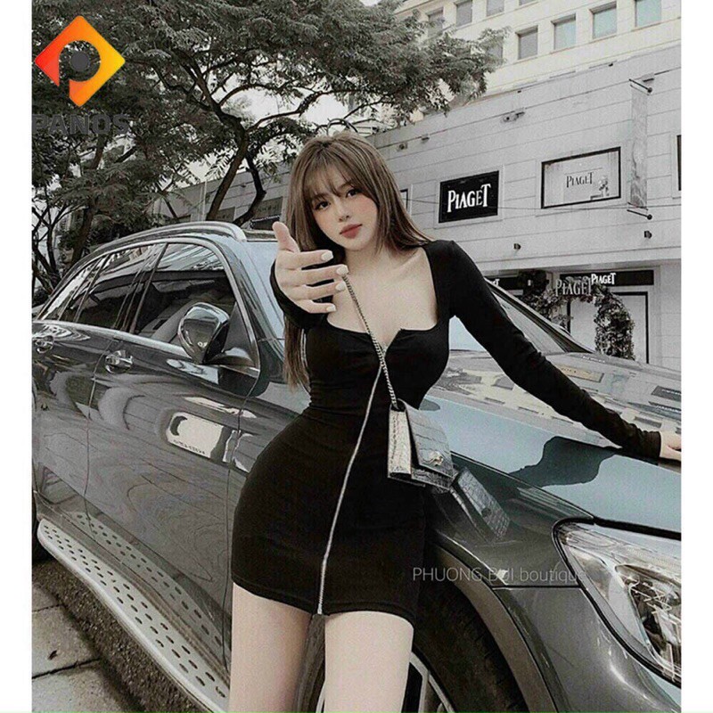 Đầm body khoá dọc thân tay dài sexxy Ảnh thật | BigBuy360 - bigbuy360.vn