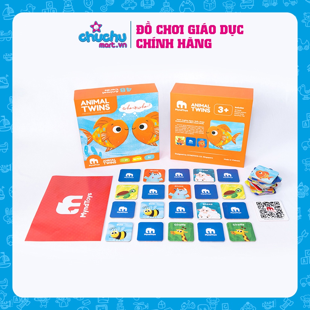 Bộ tìm hình Pikachu, Luyện trí nhớ Animal Twins – Memory Matching Game dành cho bé 2 tuổi