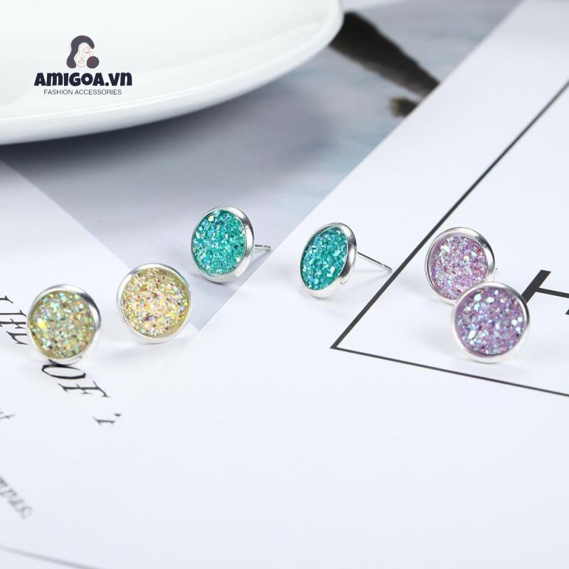 Bông Tai Hình Tròn Nhiều Màu Sắc
