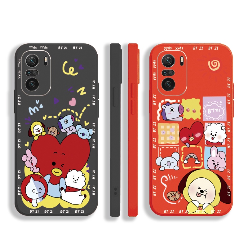 Ốp Điện Thoại Viền Vuông In Hình BTS Hoạt Hình Thời Trang Cho Xiaomi Redmi Note 10 Pro 9S 9A POCO X3 NFC M3 Pro 5G