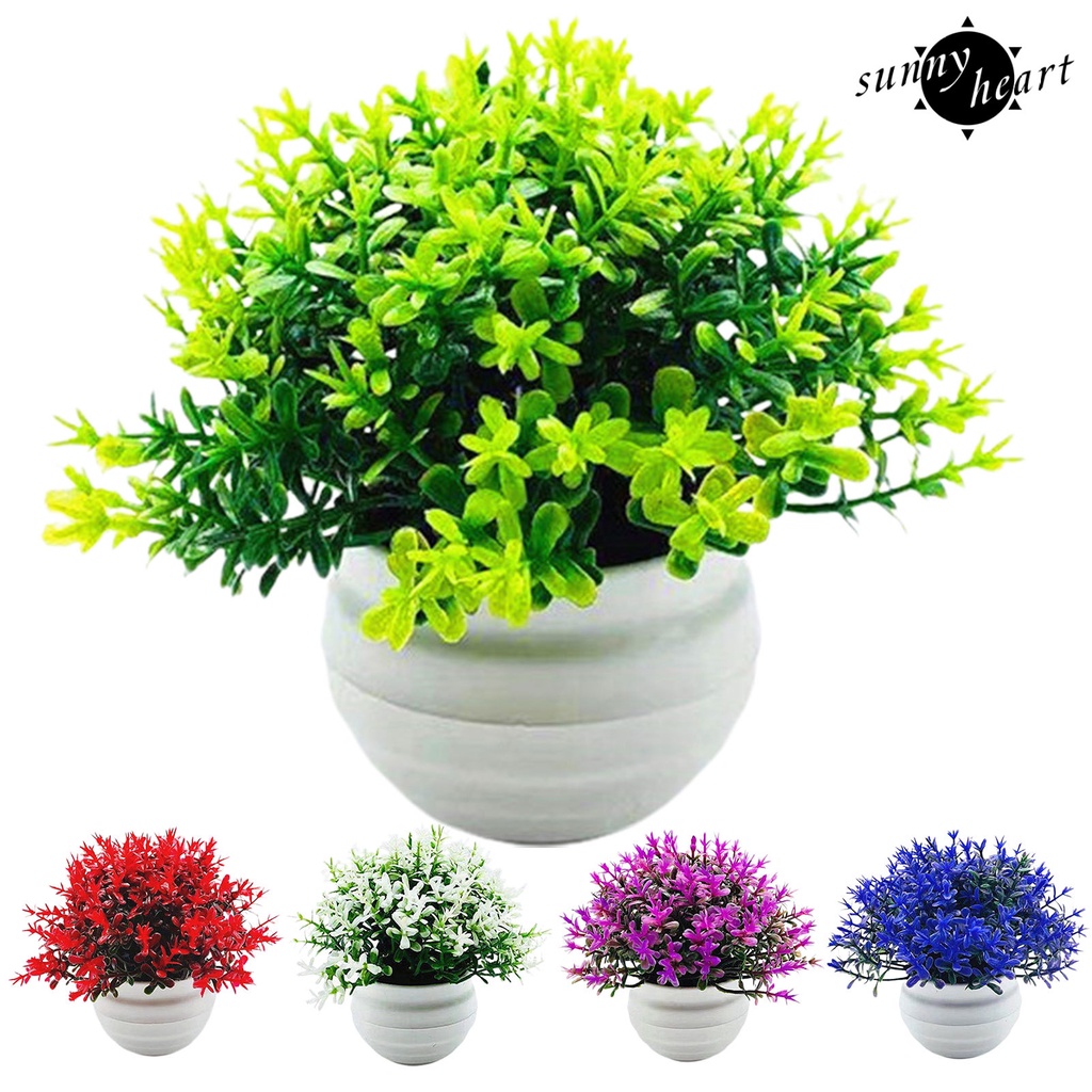 1 Bộ Chậu Cây Nhựa Nhân Tạo Để Bàn Trang Trí