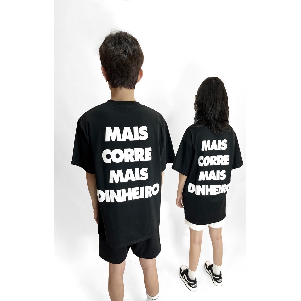 Áo thun All The Basic - In Nổi - Mais Corre Mais Dinheiro - Đen - 240g