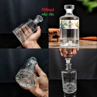 Chai đựng rượu 500ml thủy tinh cao cấp nắp đặc – vỏ chai rượu đẹp