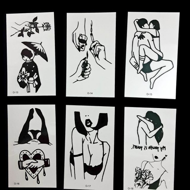 Combo 30 hình xăm nước hình xăm dán flash tatoo đen trắng đẹp phong cách Hàn Quốc đẹp dễ thương giá rẻ