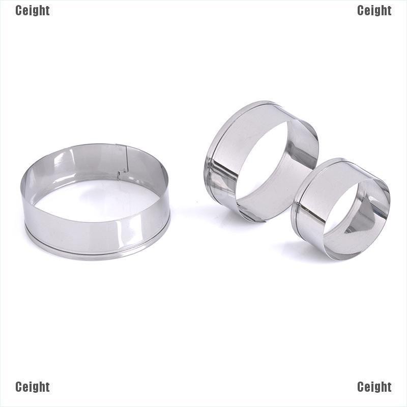 Bộ 3 khuôn cắt bánh quy hình tròn bằng thép không gỉ