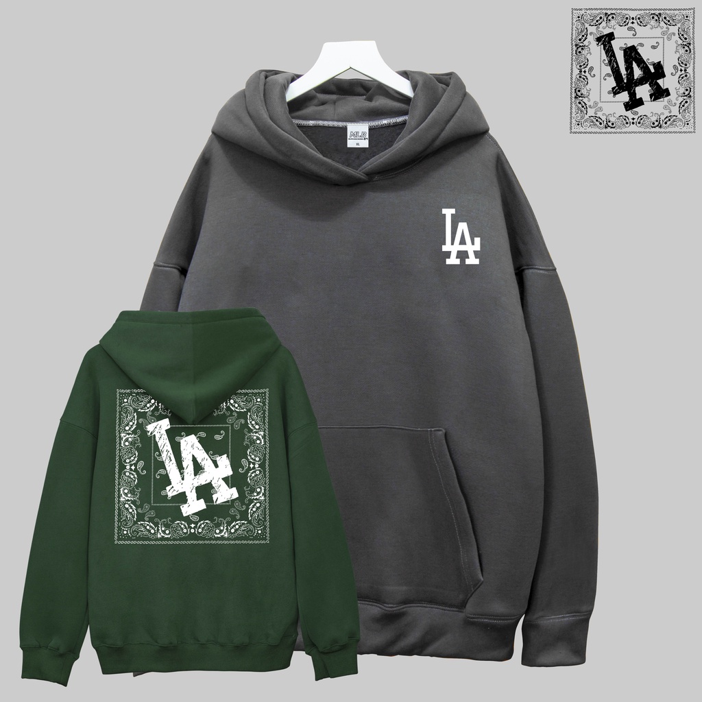 Áo hoodie nỉ bông MLB CHỮ LA Hoa Văn Hogoto shop , áo nỉ bông unisex nam nữ