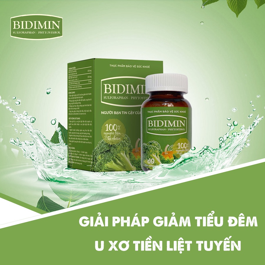 Bidimin, làm giảm tiểu buốt, tiểu đêm, hỗ trợ giảm sự tiến triển u tiền liệt tuyến - Hộp 20 viên, 60 viên - Trustcare