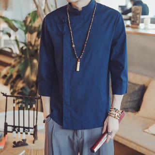 Áo Đũi Nam Cố Tàu Tay Lỡ Giấu Khuy Lệch