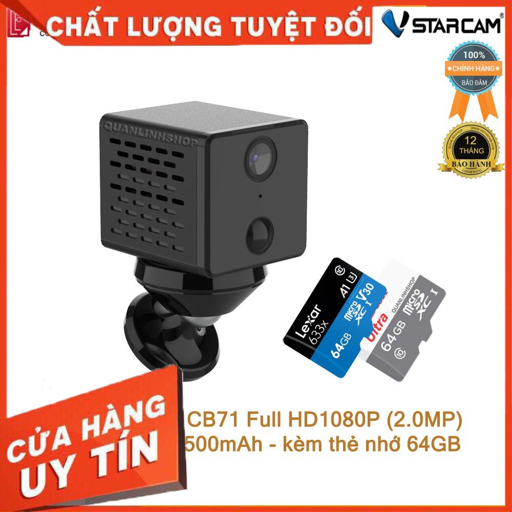 (giá khai trương) Camera giám sát mini IP Wifi hồng ngoại ban đêm Vstarcam CB71 Full HD 1080P 2MP tích hợp pin 1500mAh