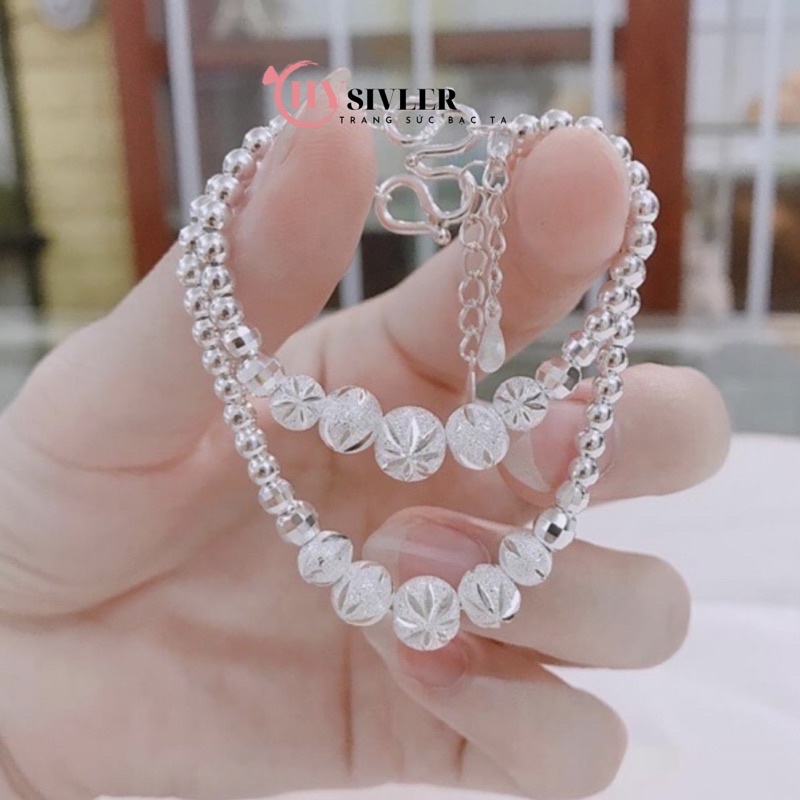 Lắc tay bạc ta bi phay sáng đẹp cho mẹ và bé lắc nữ và trẻ em bạc thật giá rẻ CHY SILVER