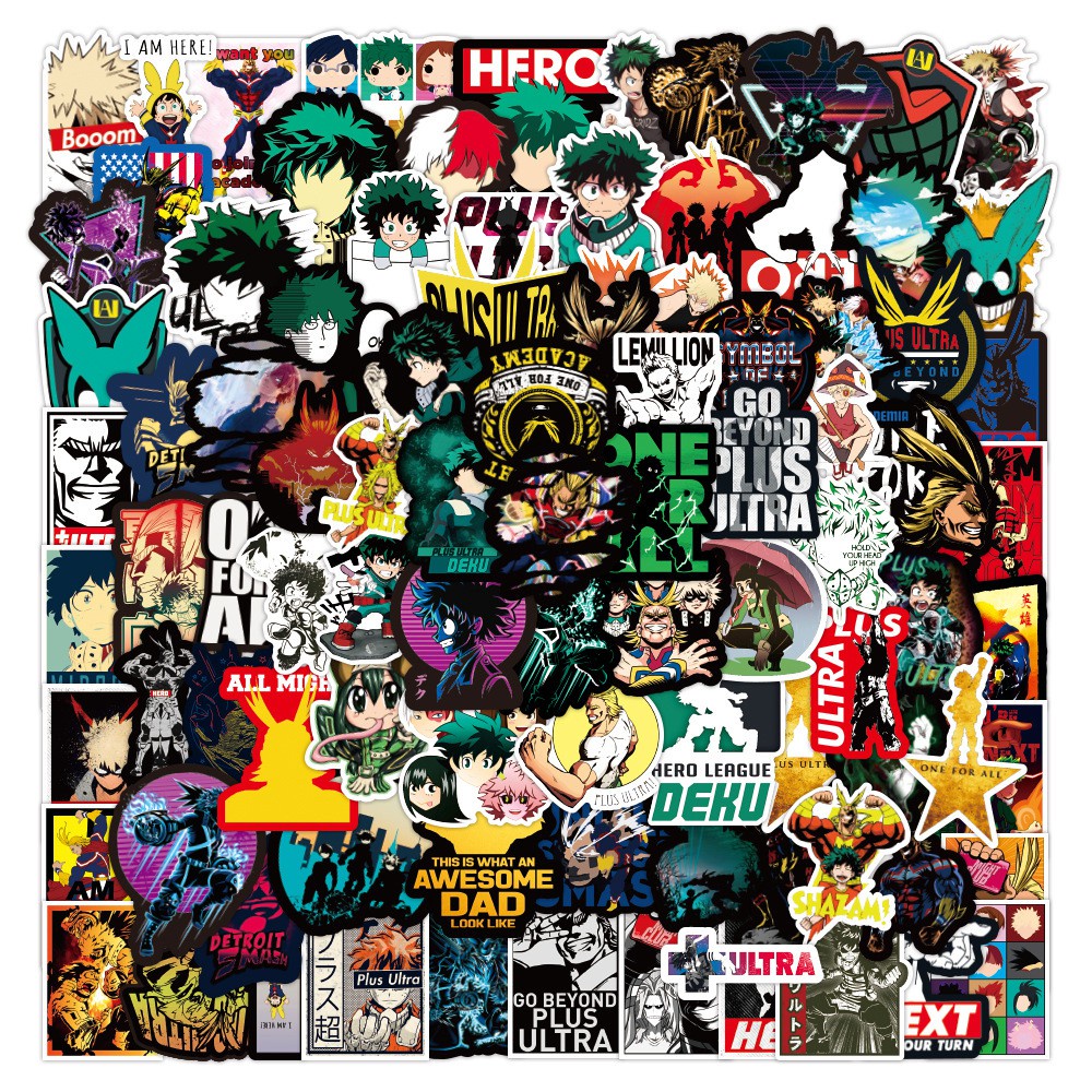 Bộ 100/50/25/10 miếng dán hình ảnh phim anime My Hero Academia dùng để trang trí laptop/ván trượt