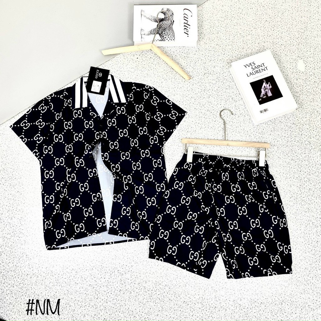 Bộ hè nam vân gc,chất lụa thoáng mát bộ ngủ ngắn tay cổ bẻ có đủ size 40-70kg pizama cộc full mẫu mặc thoải mái gc225 | BigBuy360 - bigbuy360.vn