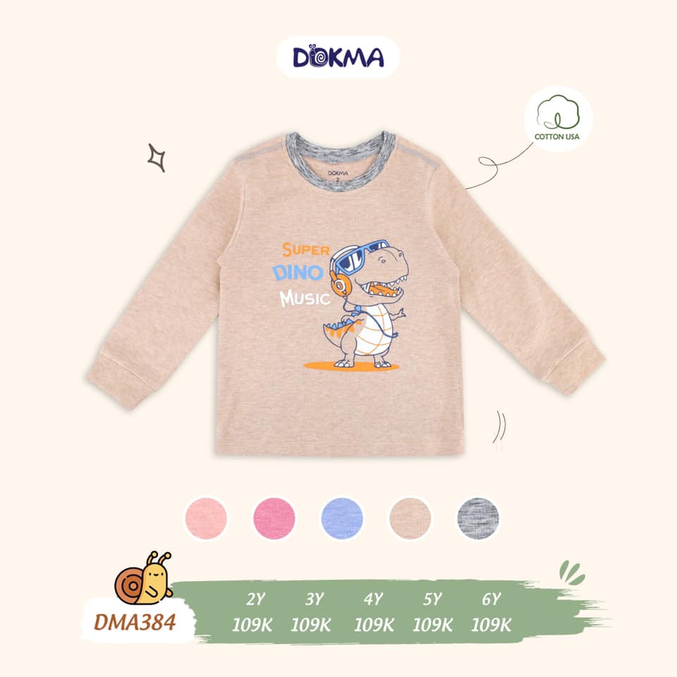 2-6Y Áo dài tay cổ tròn cotton dày Dokma DMA384