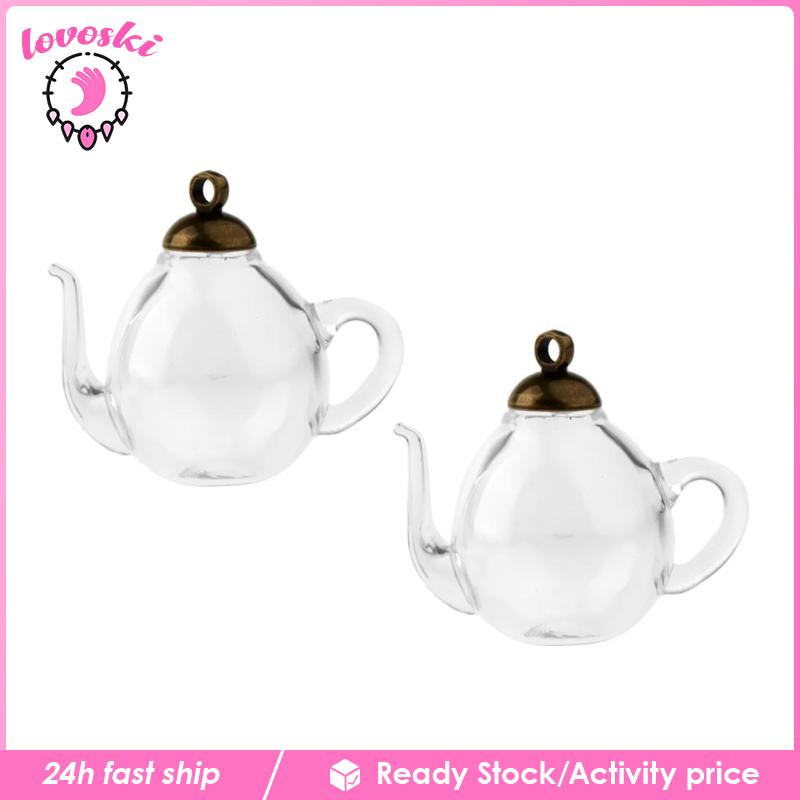 Set 2 Bình Điều Ước Trà Mini Bằng Thủy Tinh Rỗng Màu Vàng Kim Thủ Công