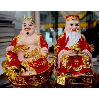 Bộ tượng hai ông Thần Tài-Thổ Địa áo đỏ+vàng loại đẹp-ba cỡ