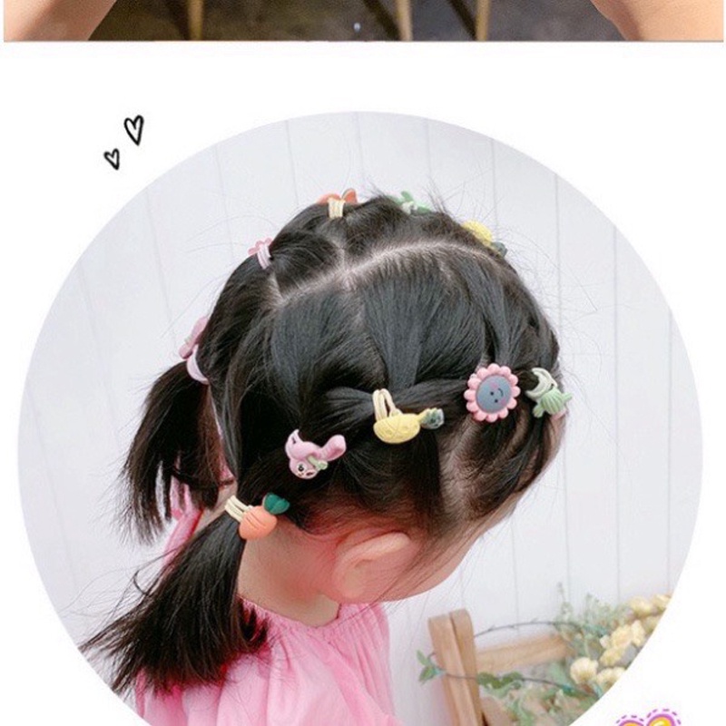 Set 2 dây thun buộc tóc cho bé gái họa tiết hoạt hình trái cây phong cách Hàn Quốc xinh yêu