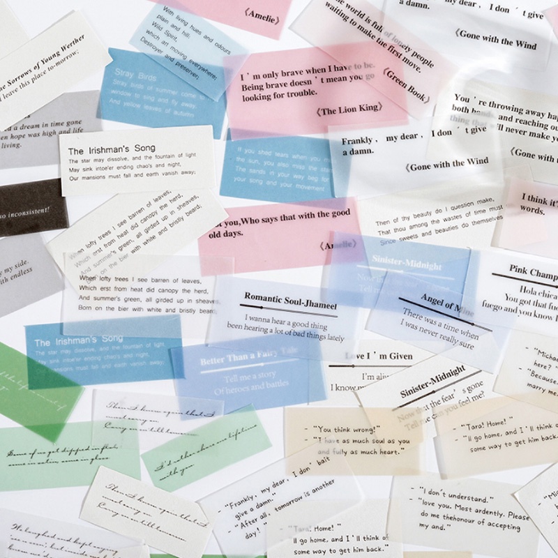 Set 60 Tờ Giấy Dán In Chữ Chất Liệu Trong Suốt Chống Dính Tiện Dụng